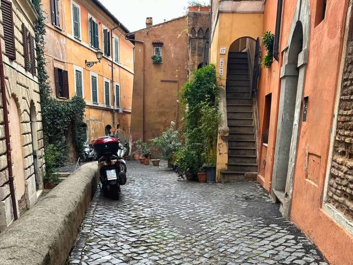 A quiet street in Rome, Italy - ideal for sabbatical exploring at a slow travel pace.