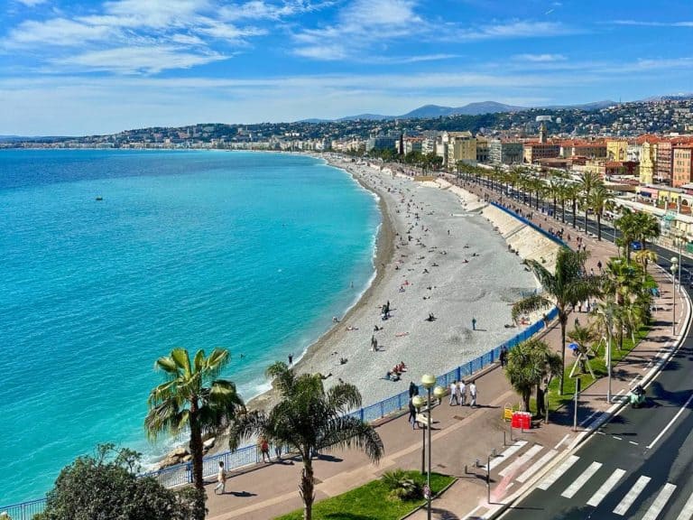 Beautiful beach and promenade in Nice, France